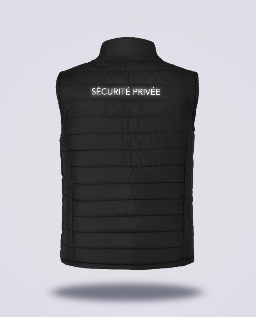 Doudoune sans manches noir réglementé Sécurité Privée