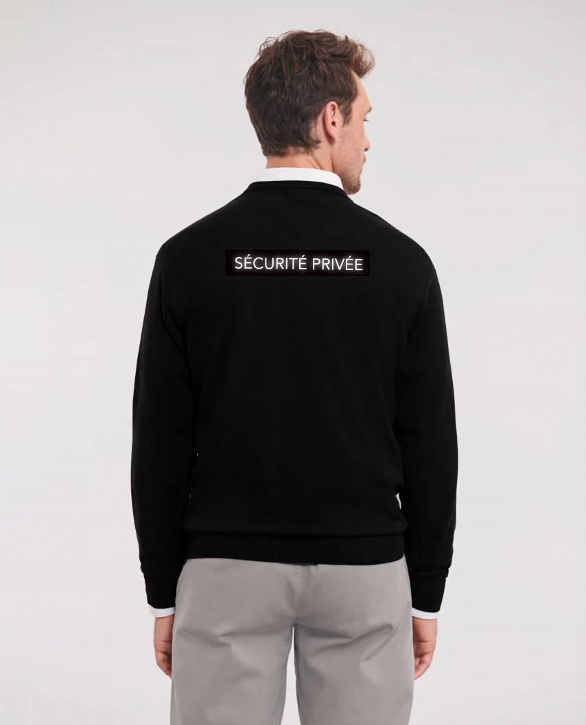 Pull Col V noir réglementé Sécurité Privée
