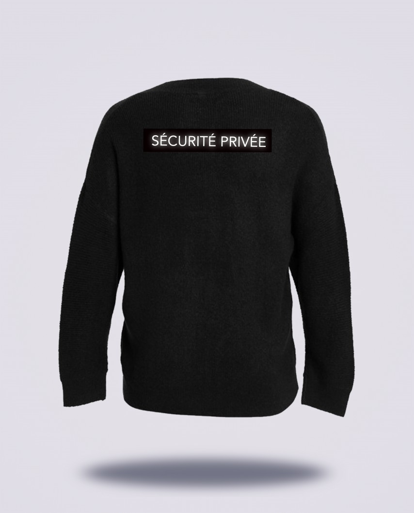 Pull Col V noir réglementé Sécurité Privée