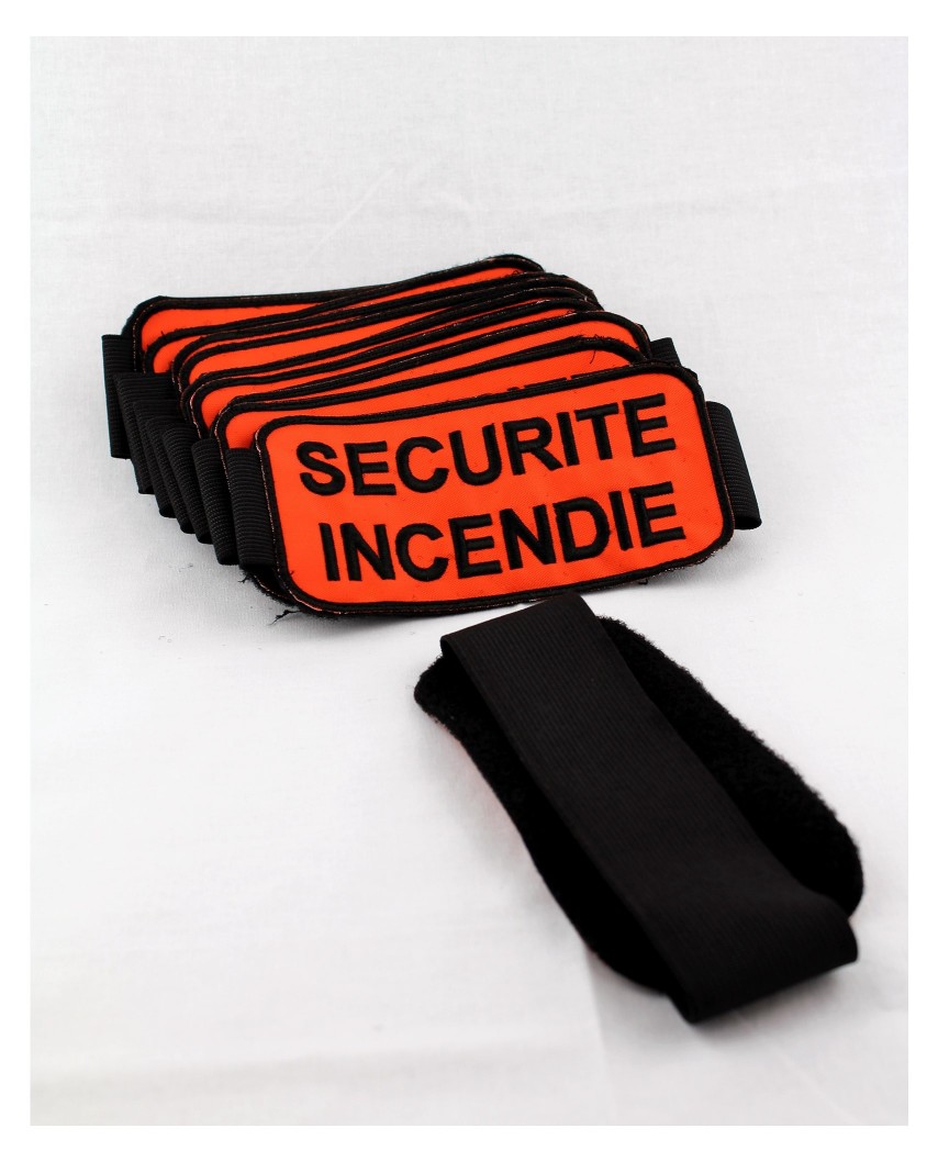 Brassard EXPERT ORANGE brodé SECURITE NOIR élas. noir réglable bord