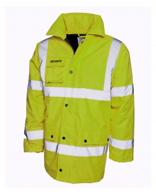 Parka jaune haute visibilité brodé Sécurité dos et poitrine