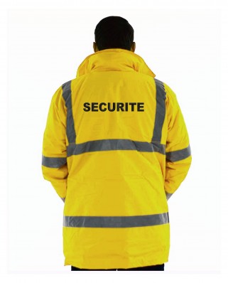 Parka jaune haute visibilité brodé Sécurité dos et poitrine