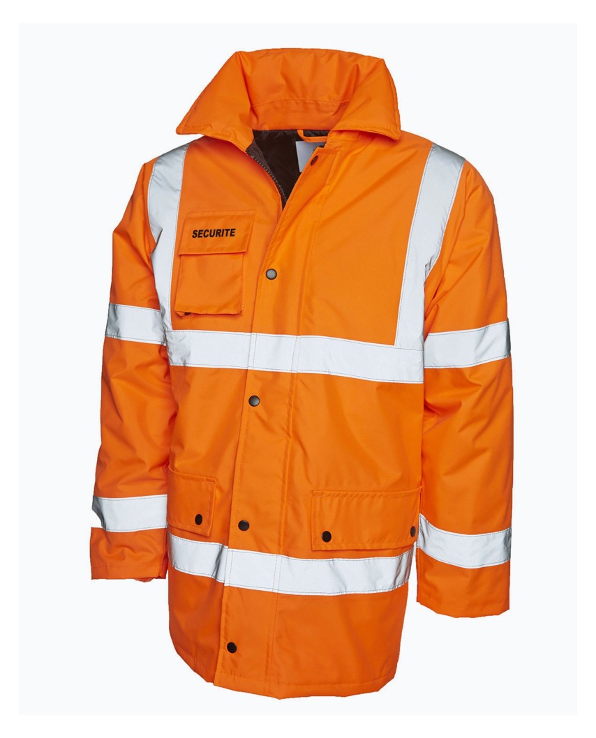 Parka orange haute visibilité brodé Sécurité dos et poitrine