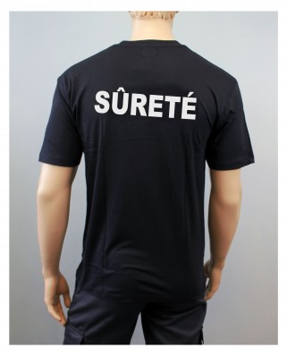 T-shirt Sûreté noir manches courtes sécurité dos et poitrine
