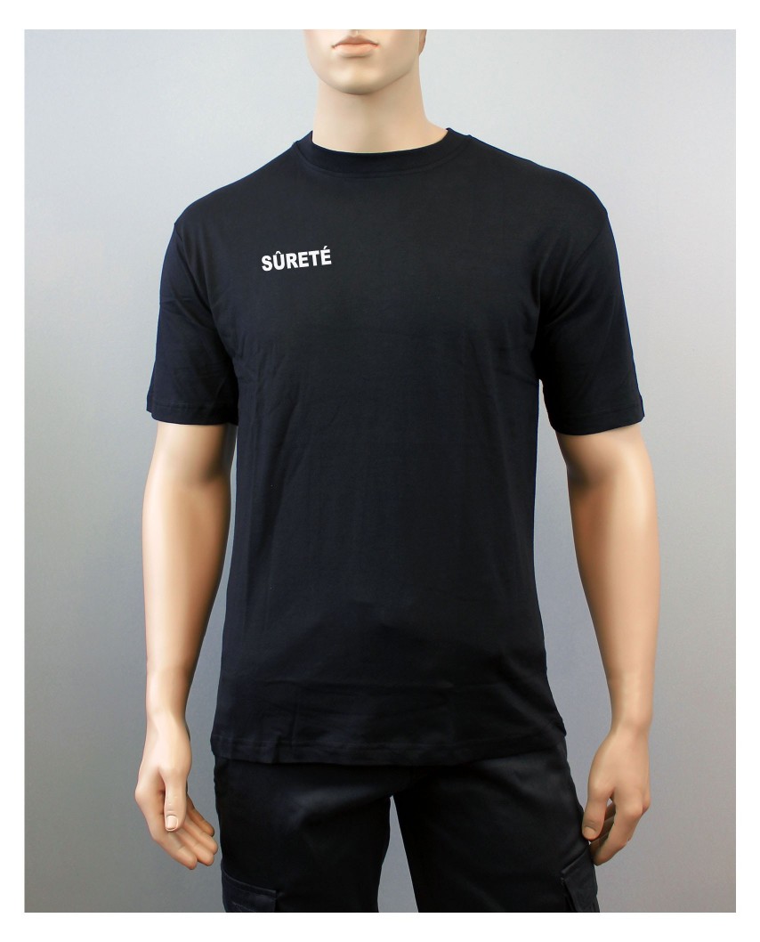 T-shirt Sûreté noir manches courtes sécurité dos et poitrine