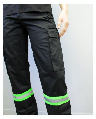 Pantalon noir Event bande verte retro