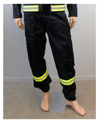 Pantalon Intervention noir EVENT avec bande retro sur base tissu jaune