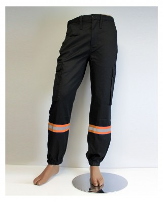 Pantalon Intervention noir EVENT avec bande retro sur base tissu orange