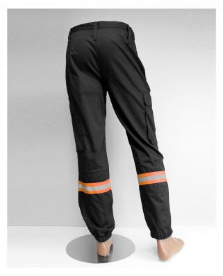 Pantalon Intervention noir EVENT avec bande retro sur base tissu orange