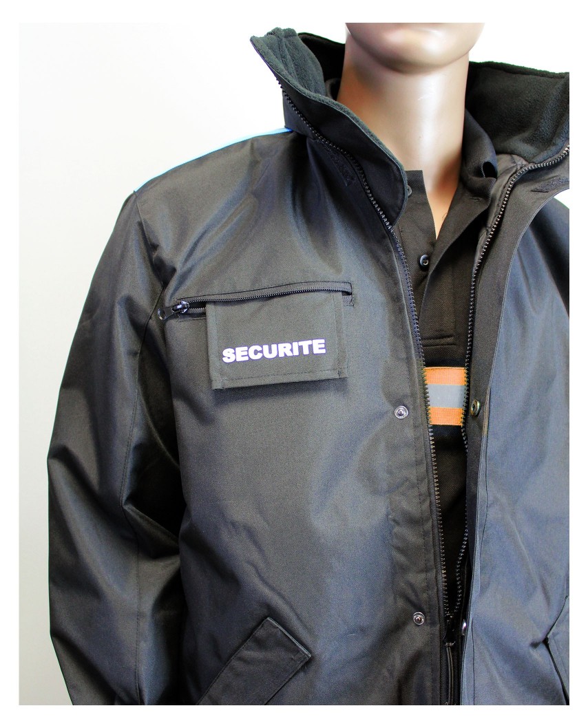 Parka EVENT noir avec bande retro et tissu orange