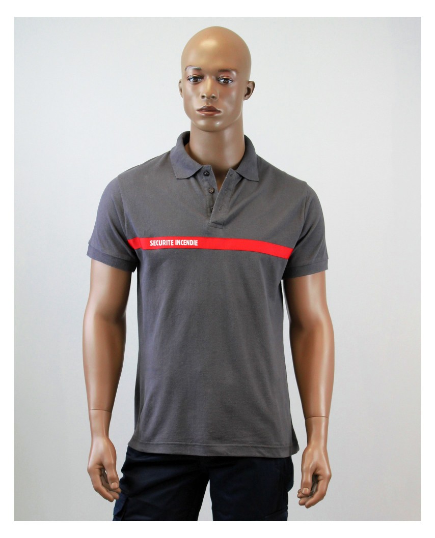 Polo Ssiap gris bande rouge face