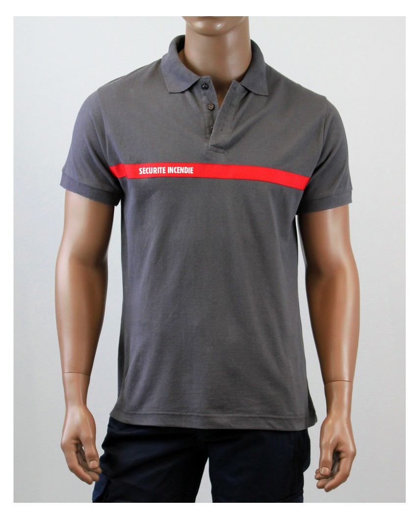 Polo Ssiap gris bande rouge face