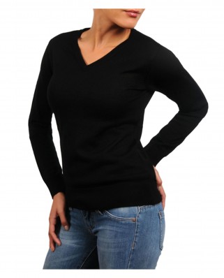 Pull col V femme