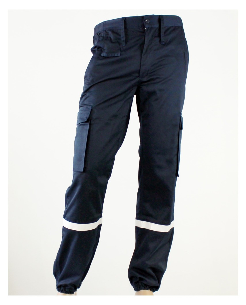 Pantalon Ssiap marine bandes retroréflechissantes femme