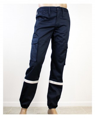 Pantalon Ssiap marine bandes retroréflechissantes femme