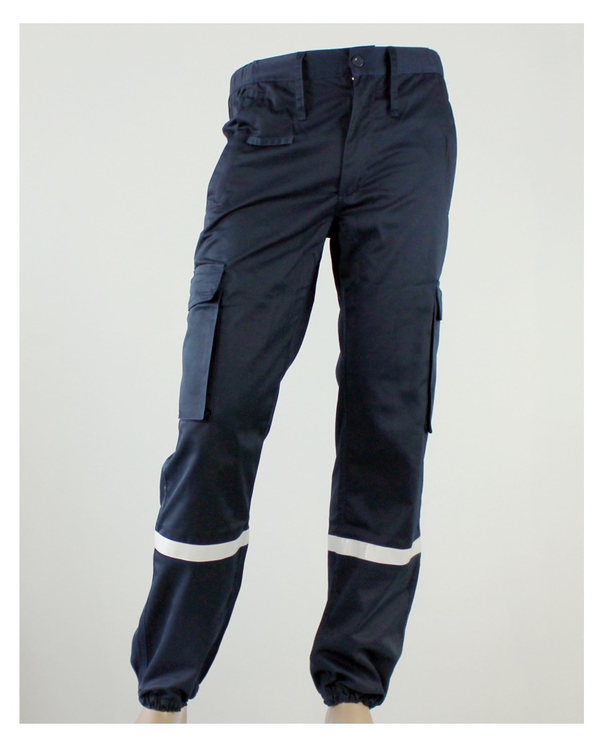 Pantalon Ssiap marine bandes retroréflechissantes femme