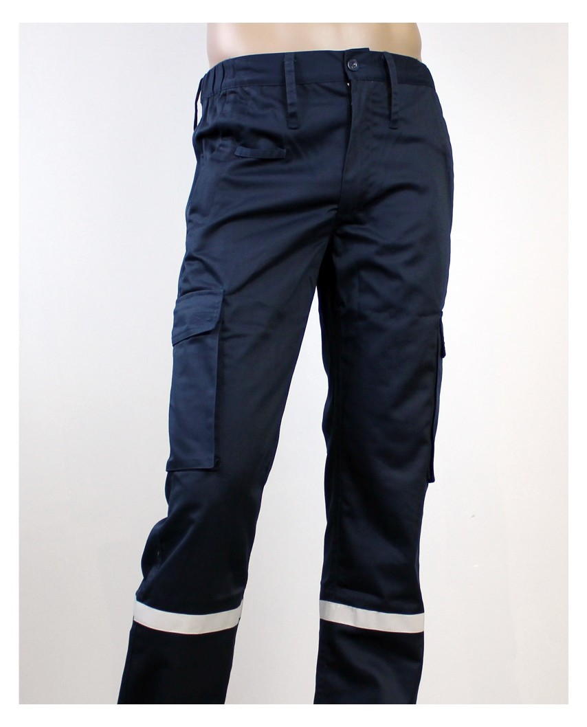 Pantalon Ssiap marine bandes retroréflechissantes femme