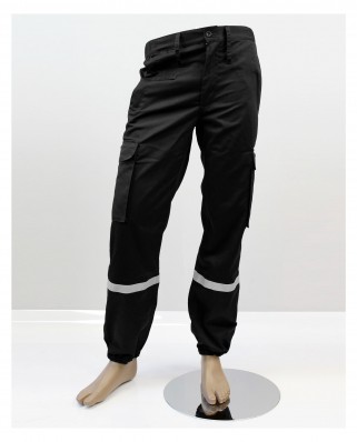 Pantalon Intervention Noir bande rétro grise