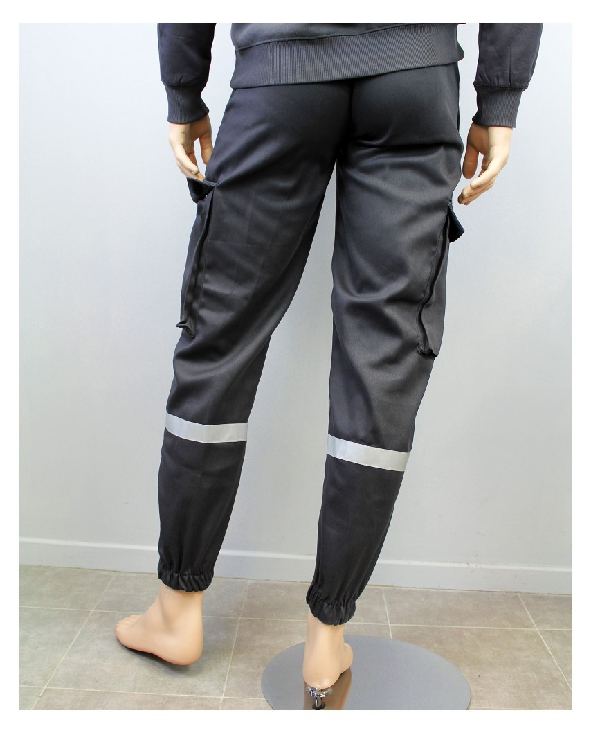 Pantalons femme ssiap gris foncé élastiqué bas