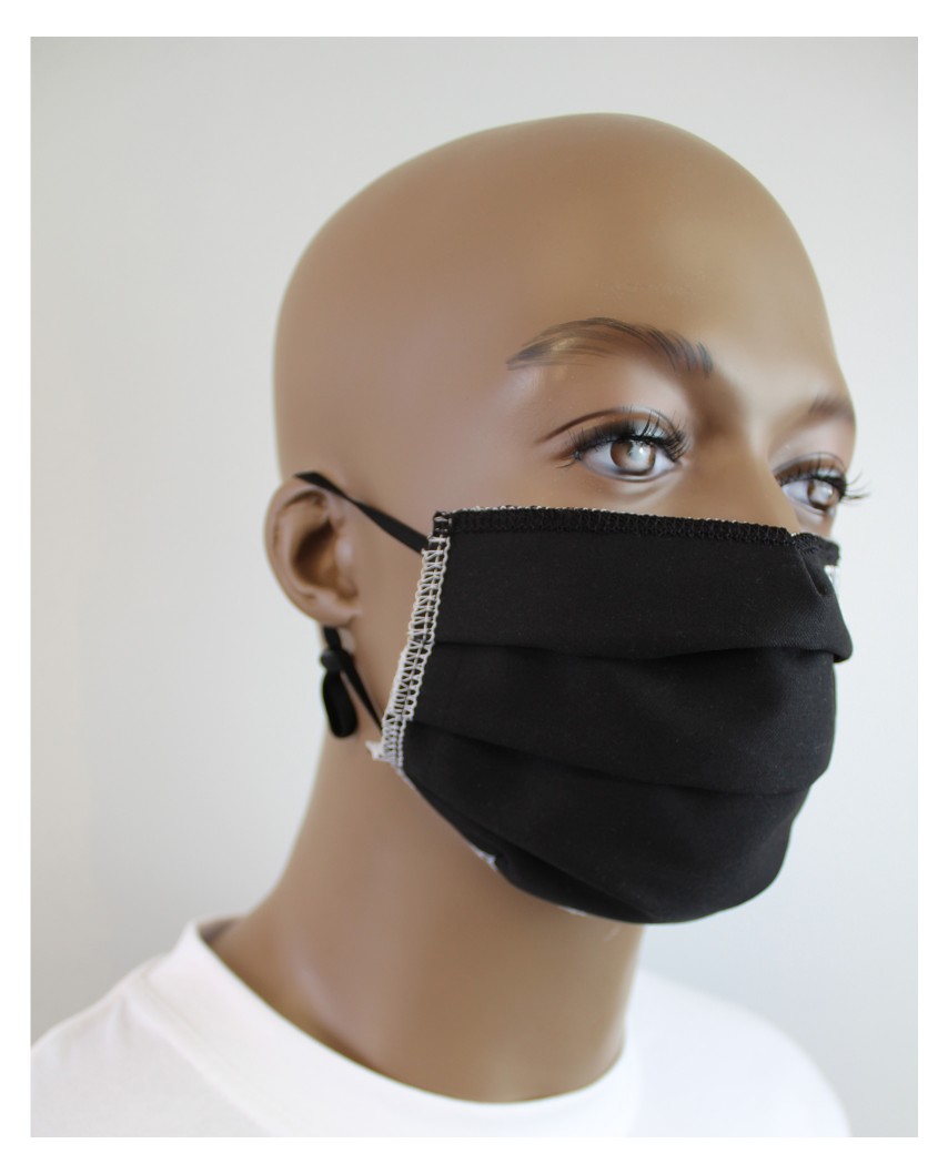 Masque COVID 3 plis noir sécurité