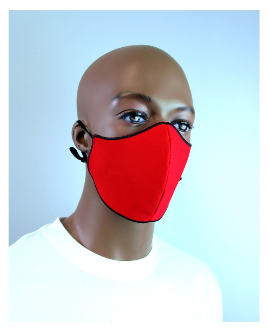 Masque COVID brodé rouge et noir LABEL VIP 