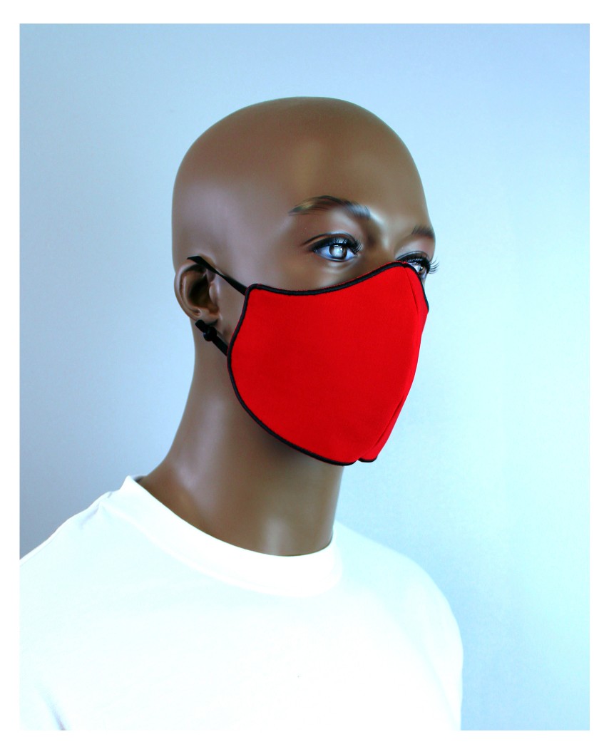 Masque COVID brodé rouge et noir LABEL VIP 