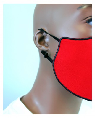 Masque COVID brodé rouge et noir LABEL VIP 