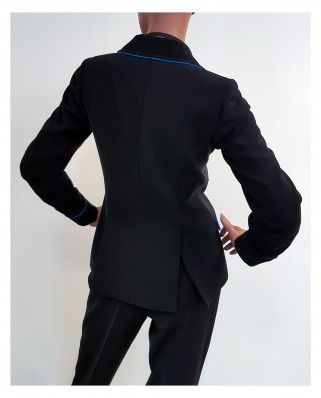 Veste de costume Hôtesse noir avec liseré bleu
