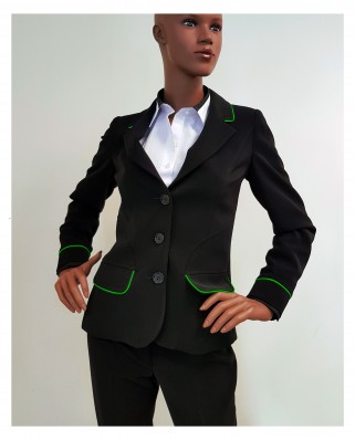 Veste de costume Hôtesse noir avec liseré vert