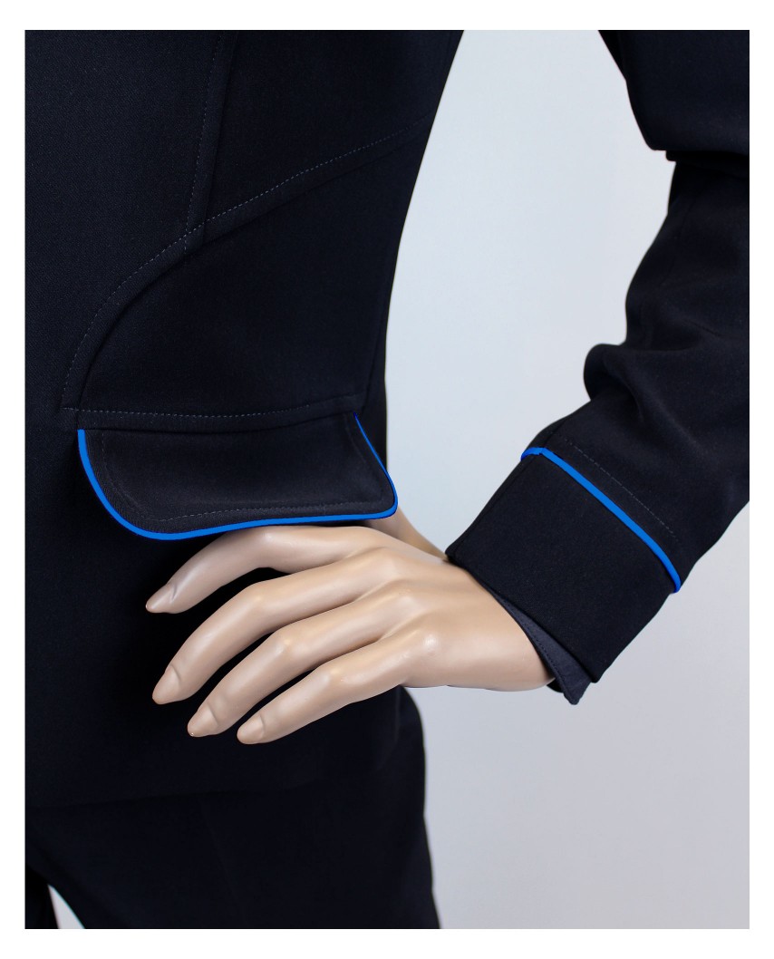 Veste de costume Hôtesse noir avec liseré bleu