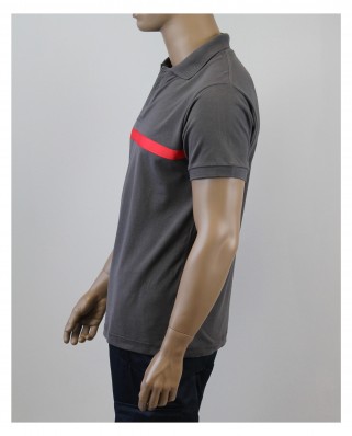 Polo Ssiap gris bande rouge face