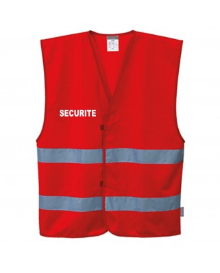 Gilet chasuble SECURITE haute visibilité rouge fluo