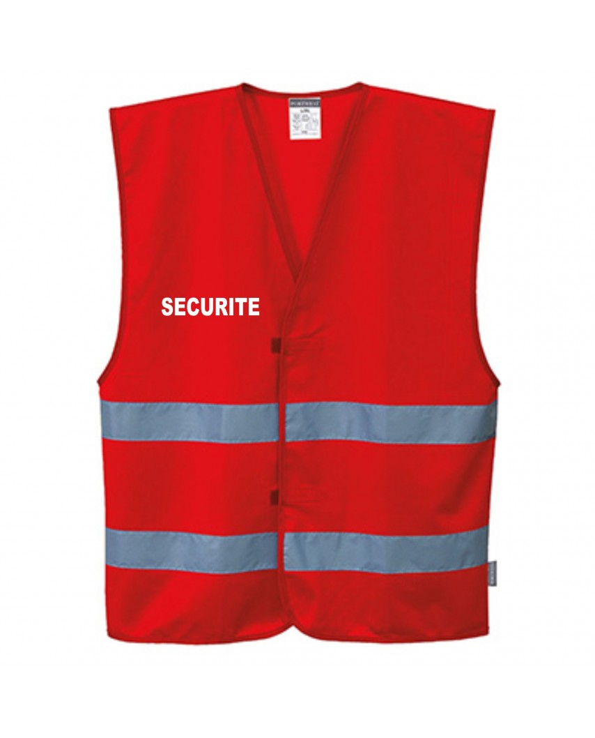 Gilet chasuble SECURITE haute visibilité rouge fluo