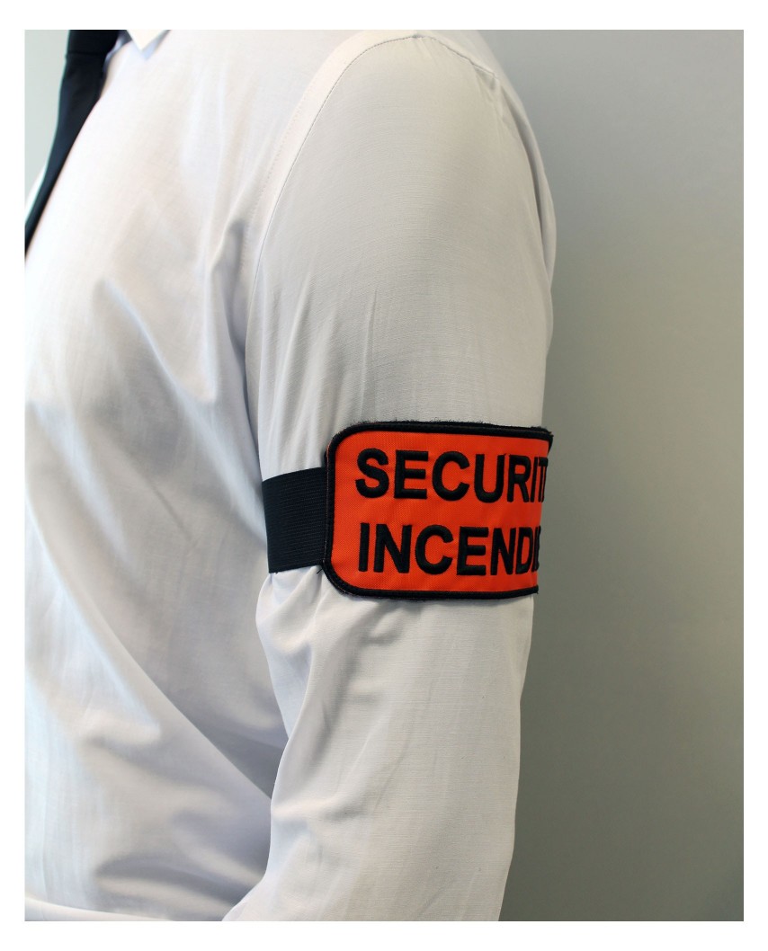 Brassard orange SECURITE sur sangle elastique noire