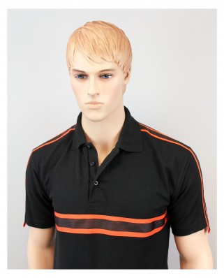 Polo Intervention noir bande Orange/Noir